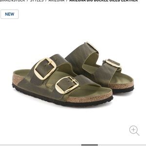 BIRKENSTOCK Arizona Big Buckle - size 39 medium - Oiled Leather - Olive Green